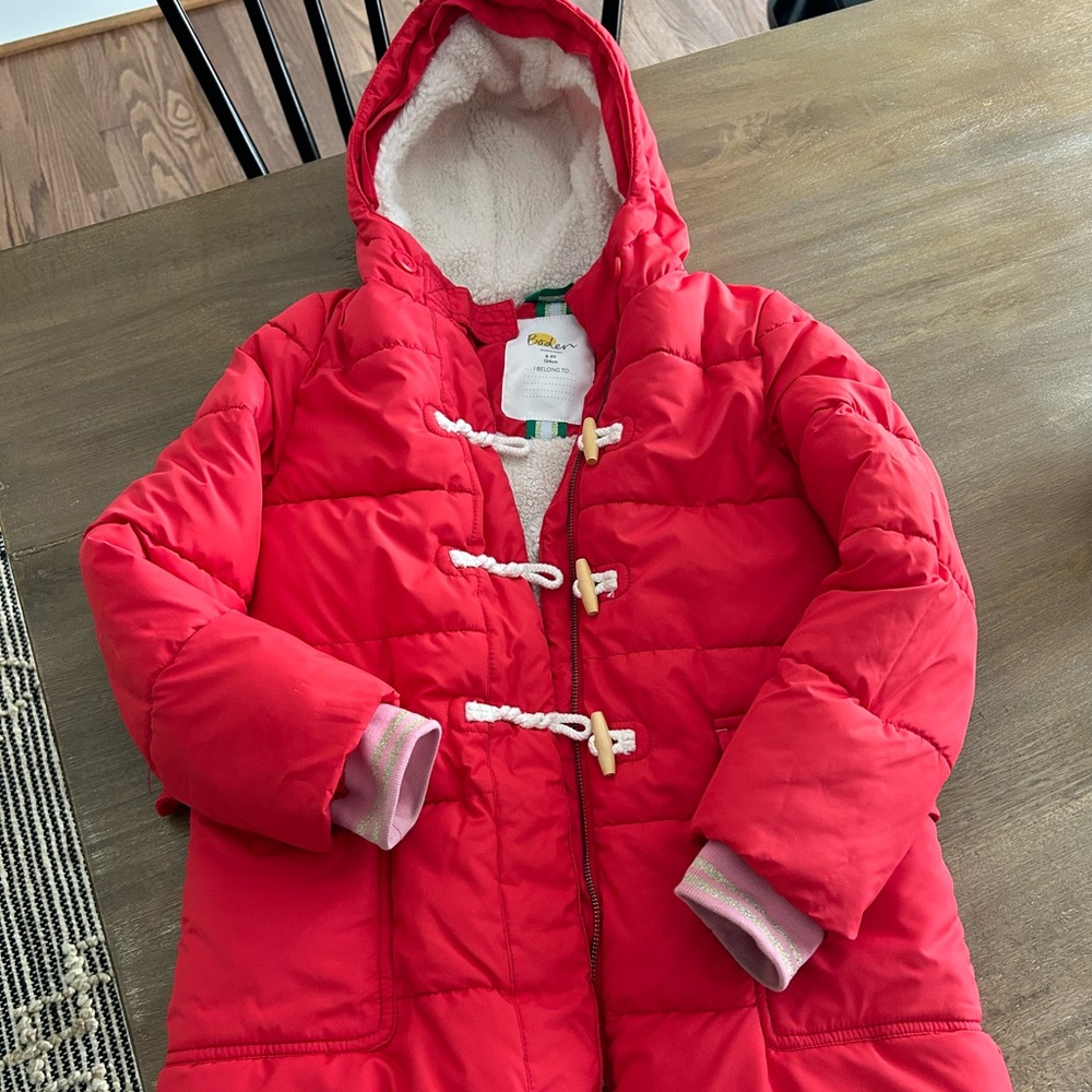 Mini Boden Bright Red Kids Puffer Coat